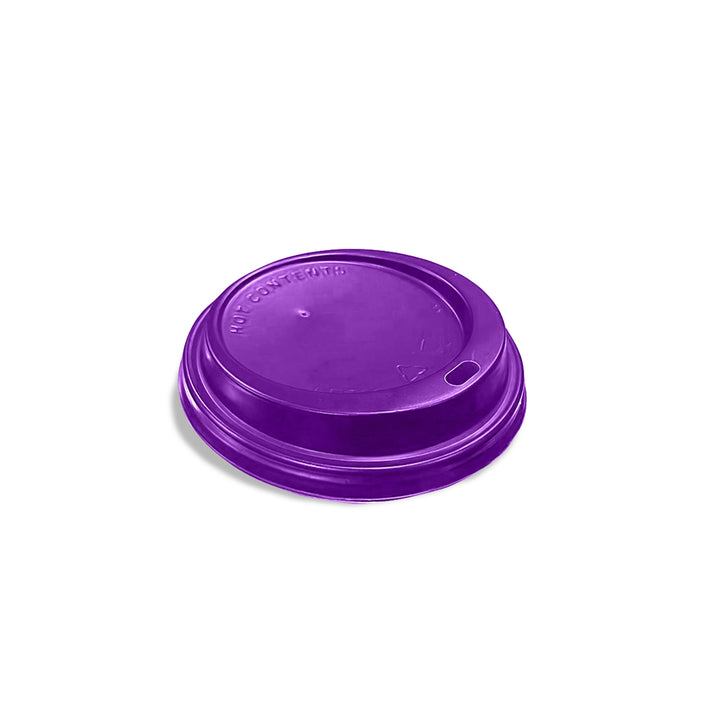 Packaging Wise 12/16oz Purple Coffee Cup Lid — vibrant and secure lid option for takeaway hot drinks with standout presentation.
