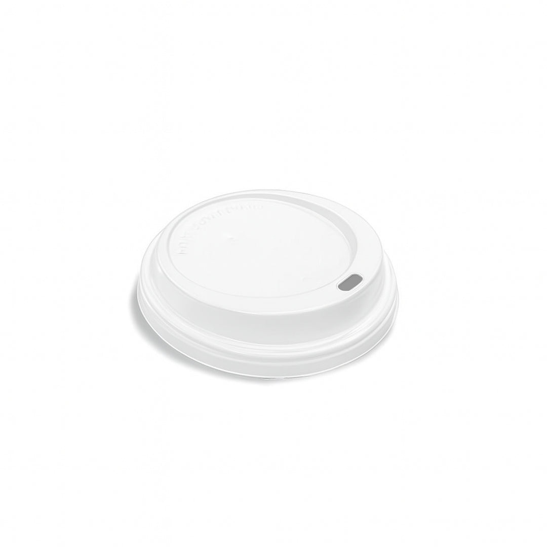 Packaging Wise 12–16oz white coffee cup lid — durable, heat-resistant lid designed to securely cover larger takeaway coffee cups, preventing spills and keeping your drinks hot on the go. Perfect for lattes, cappuccinos, and more.