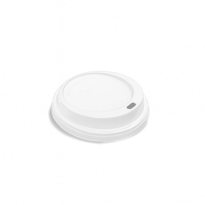 Packaging Wise 12–16oz white coffee cup lid — durable, heat-resistant lid designed to securely cover larger takeaway coffee cups, preventing spills and keeping your drinks hot on the go. Perfect for lattes, cappuccinos, and more.