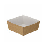4 x 4 inch brown kraft burger tray – front view