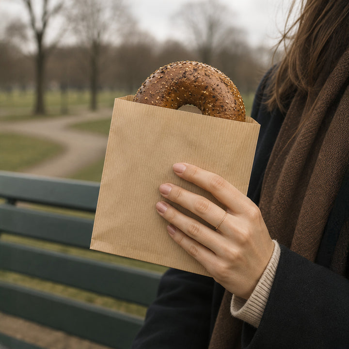 18 x 18 cm Brown Kraft Biodegradable Greaseproof Bag (1 x 1,000)