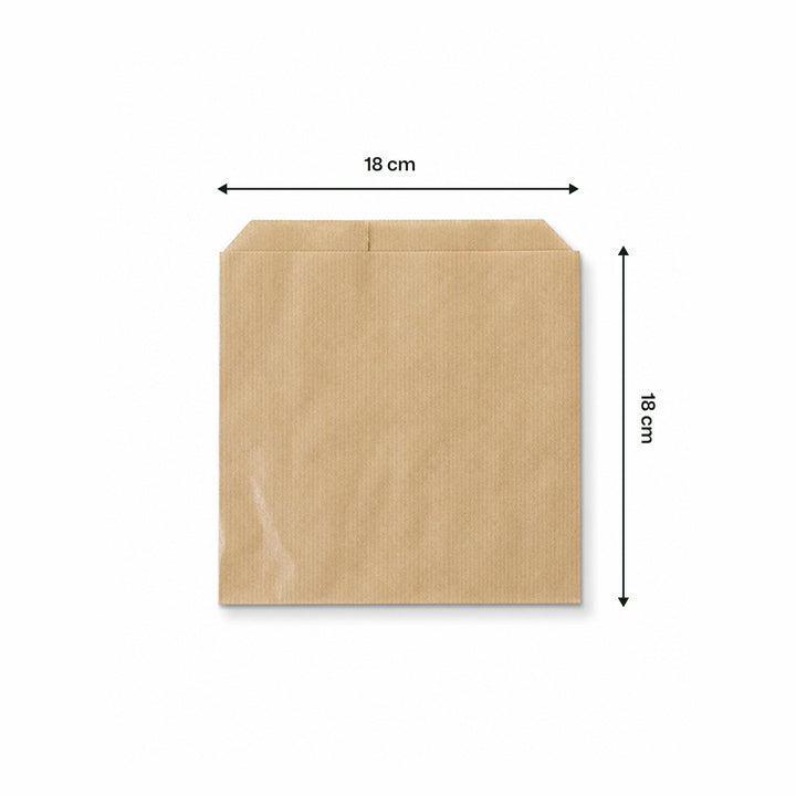 18 x 18 cm Brown Kraft Biodegradable Greaseproof Bag (1 x 1,000)