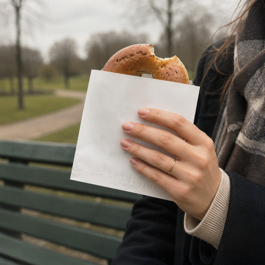 18 x 18 cm White Biodegradable Greaseproof Paper Bag (1 x 1,000)