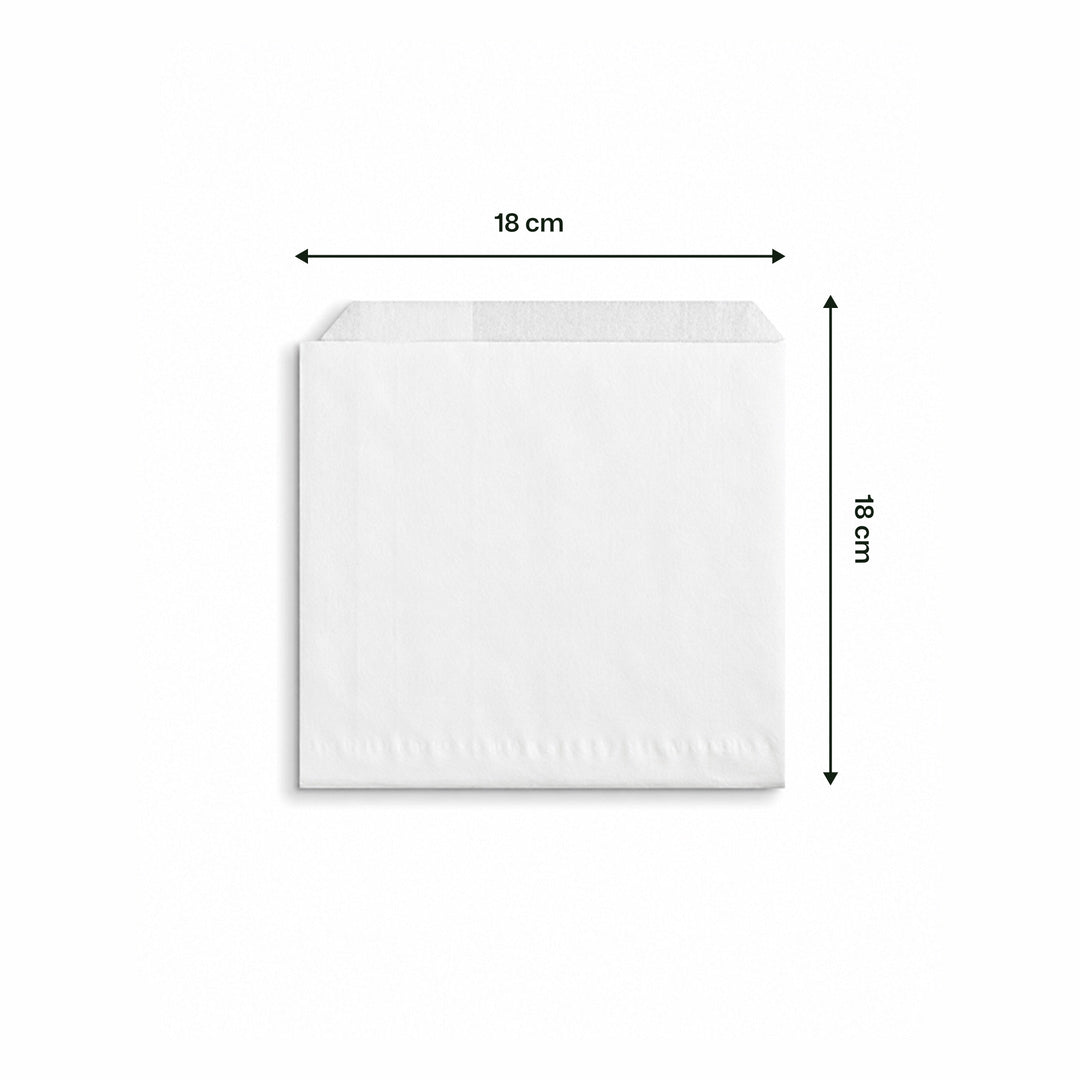 18 x 18 cm White Biodegradable Greaseproof Paper Bag (1 x 1,000)