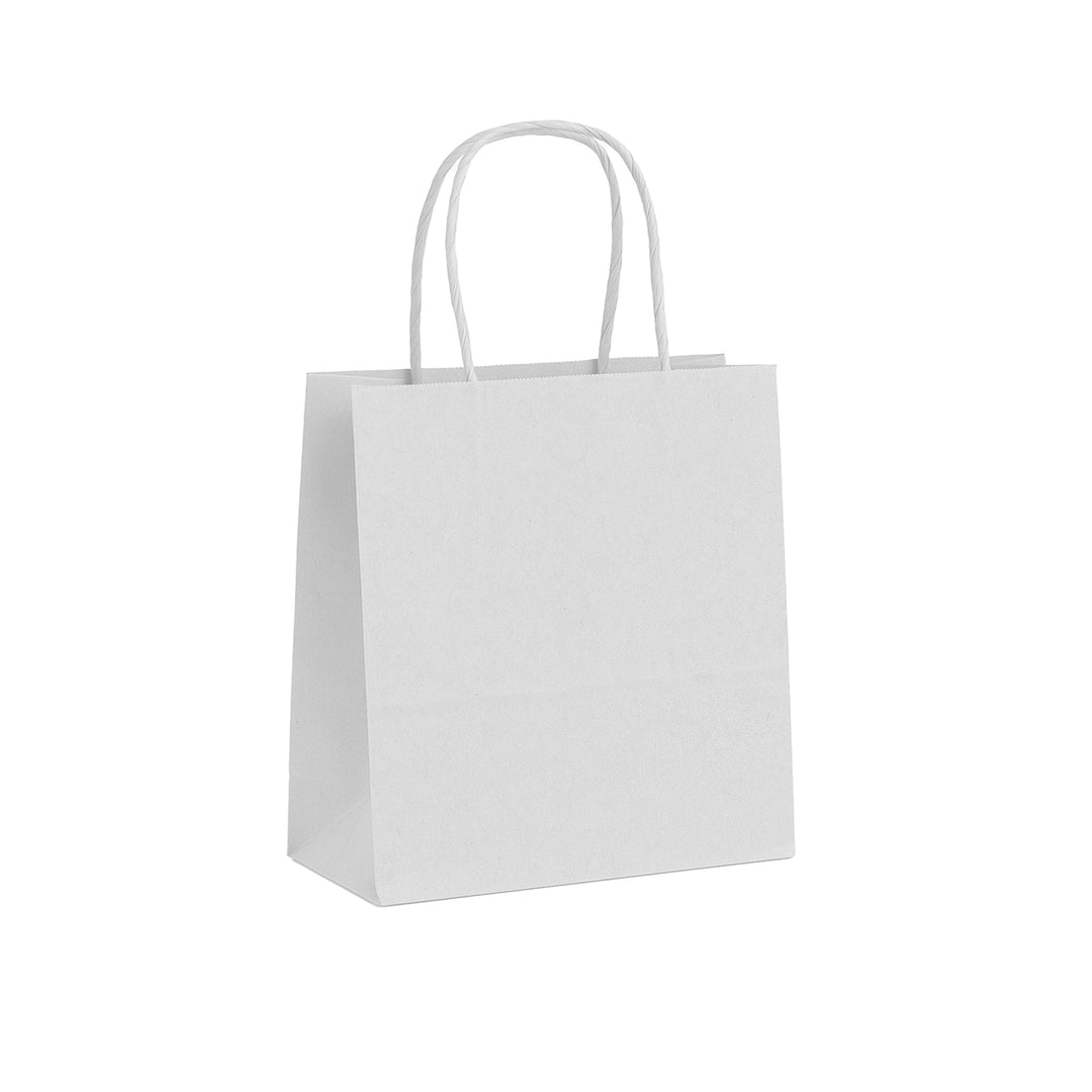 Packaging Wise 250×140×300 mm white paper bag — elegant twisted handle design for stylish packaging needs.