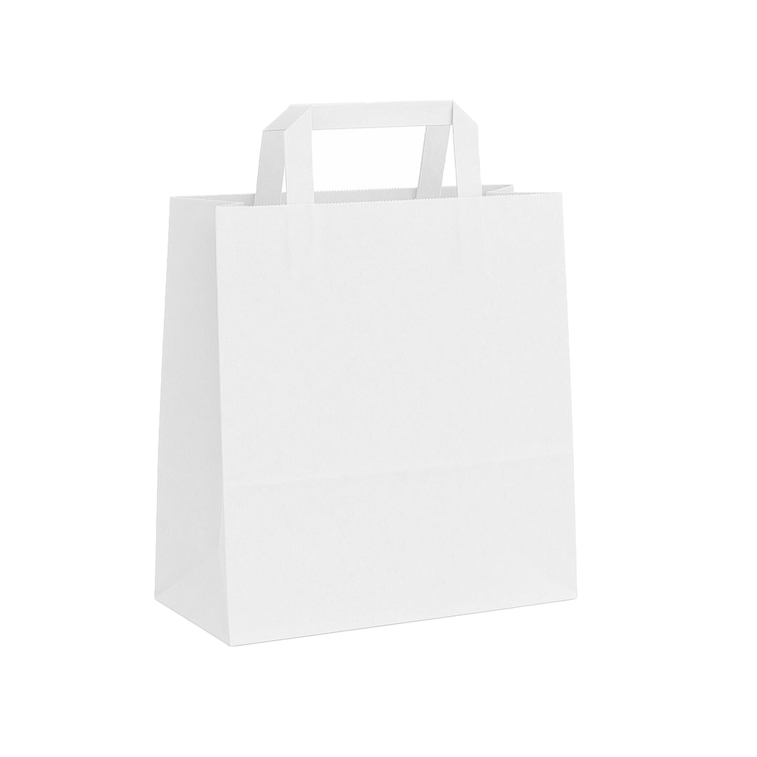 Packaging Wise 280×160×350 mm white paper bag — strong and stylish packaging choice for takeaway, bakery, and boutique needs.