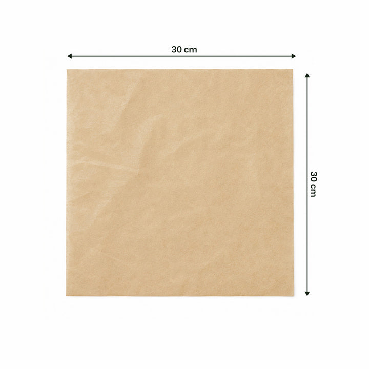 30 x 30 cm Brown Kraft Biodegradable Greaseproof Sheet (1 x 1,000)