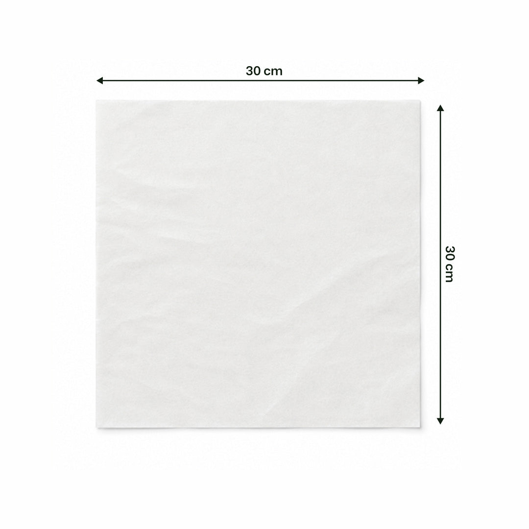 30 x 30 cm White Biodegradable Greaseproof Paper Sheet (1 x 1,000)