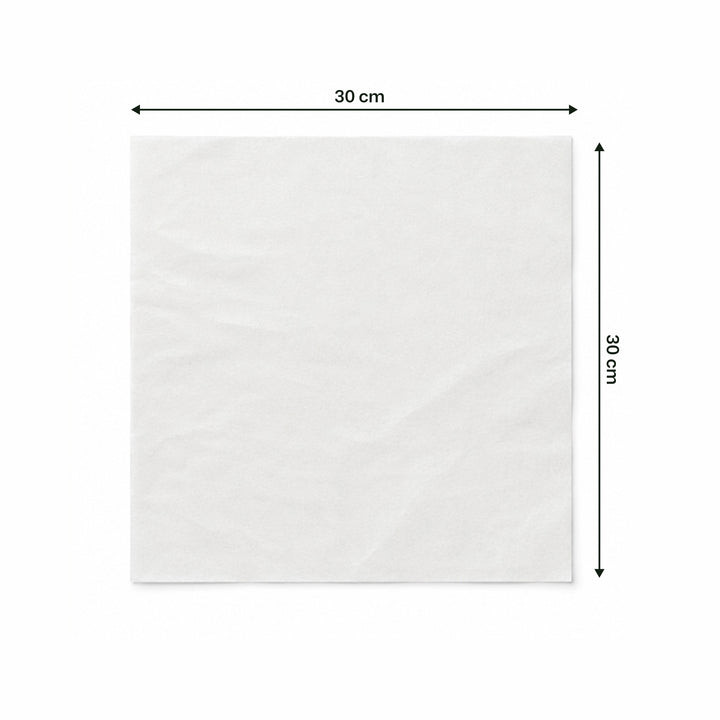 30 x 30 cm White Biodegradable Greaseproof Paper Sheet (1 x 1,000)