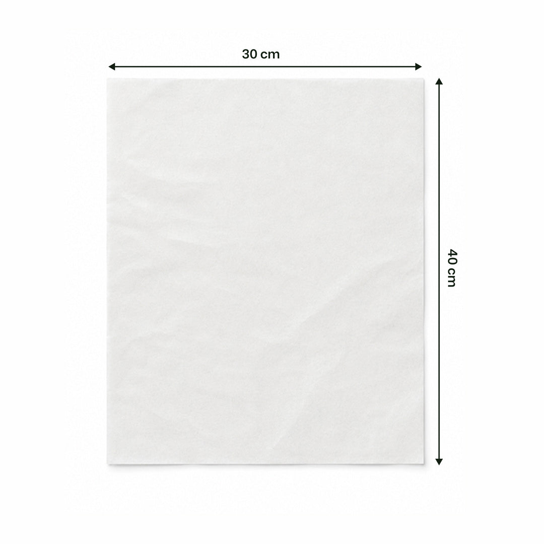 30 x 40 cm White Biodegradable Greaseproof Paper Sheet (1 x 1,000)