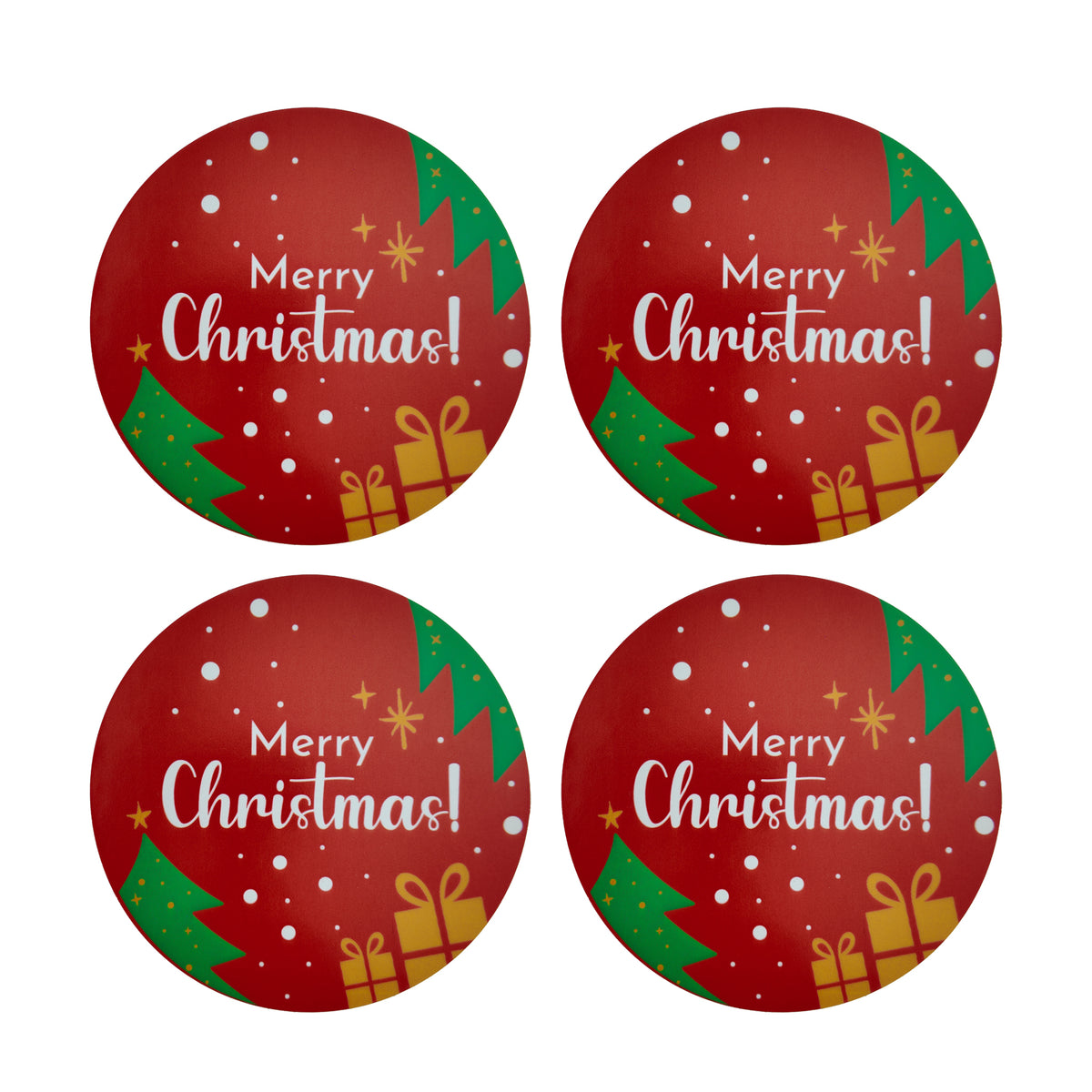 Packaging Wise 6 cm round “Merry Christmas” sticker with Christmas tree design — festive touch for sealing gifts, packages, and holiday takeaway orders.
