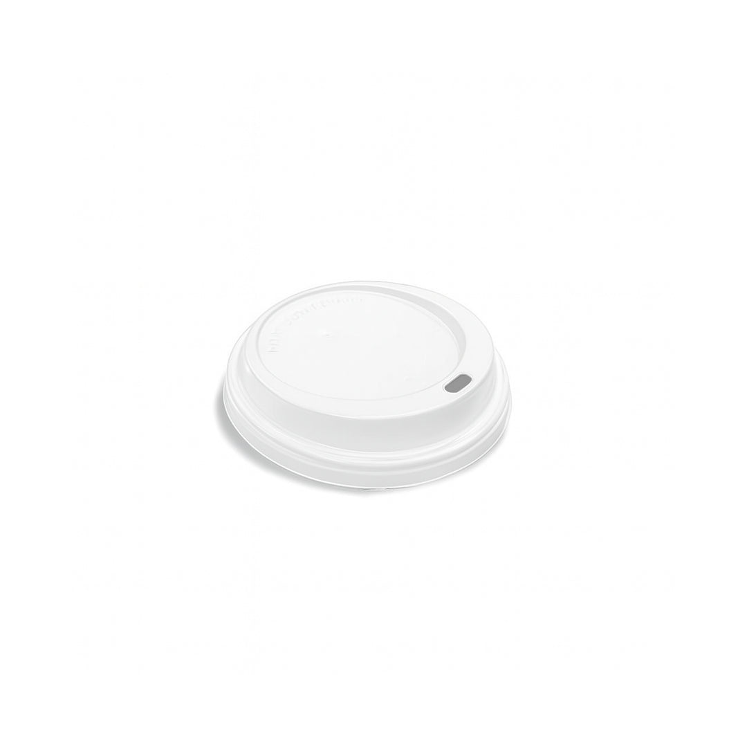 Packaging Wise 7oz white coffee cup lid — durable, heat-resistant lid designed to securely seal hot beverages and prevent spills. Ideal for takeaway lattes, cappuccinos, and specialty coffees.