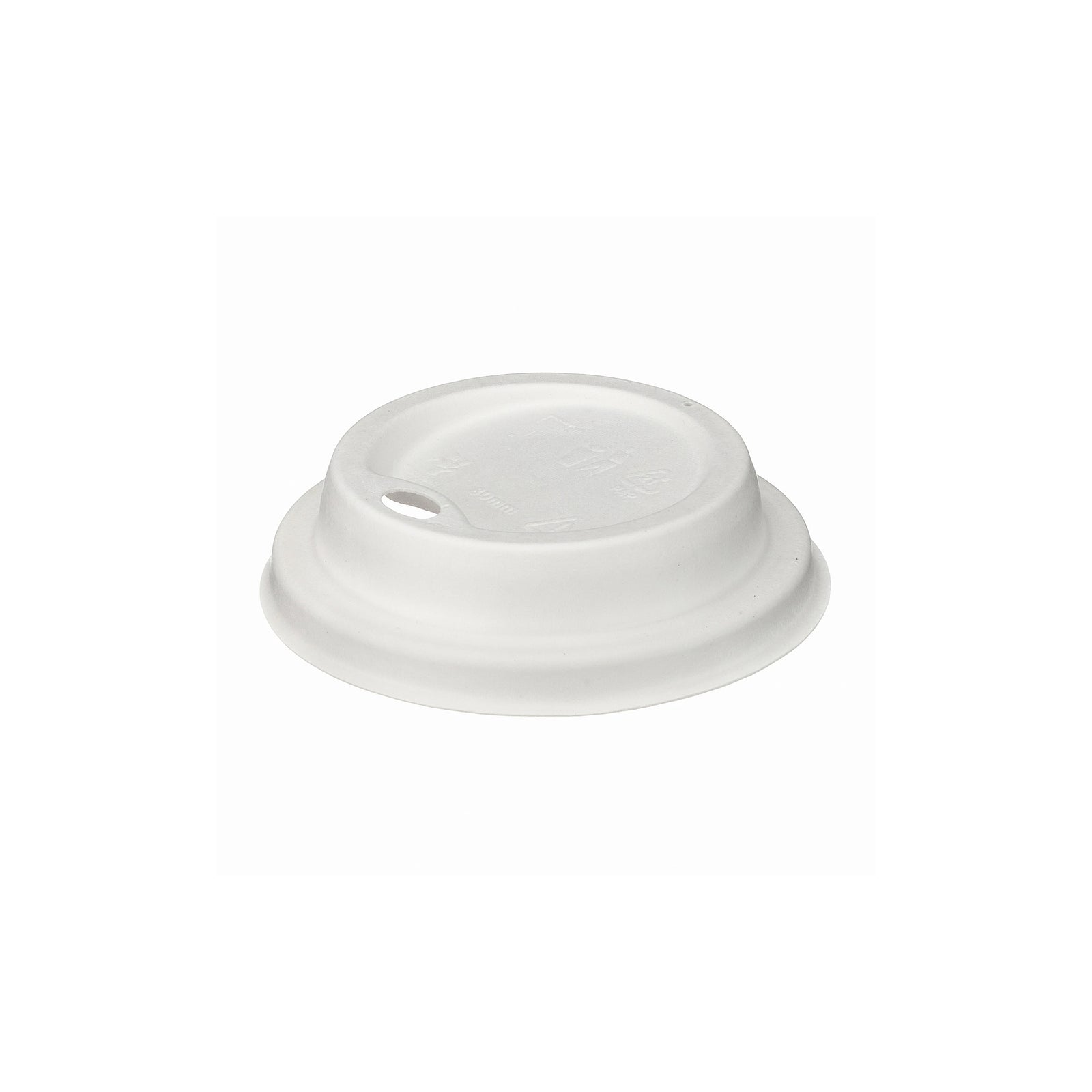 8oz white bagasse sip-through lid with 80mm rim