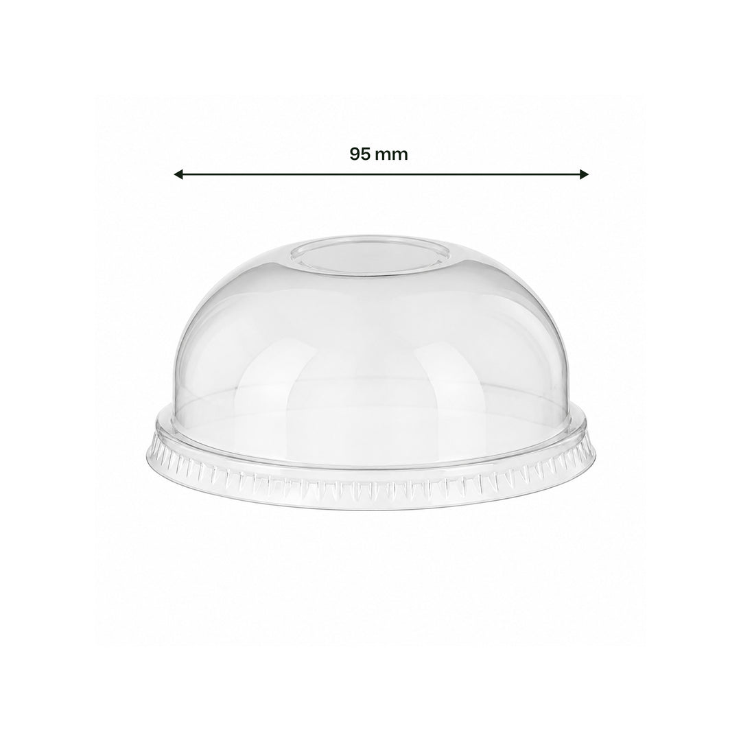 9oz/24oz - 95⌀ Clear RPET Dome Lid without Hole (1 x 1,000)