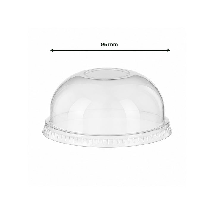 9oz/24oz - 95⌀ Clear RPET Dome Lid without Hole (1 x 1,000)
