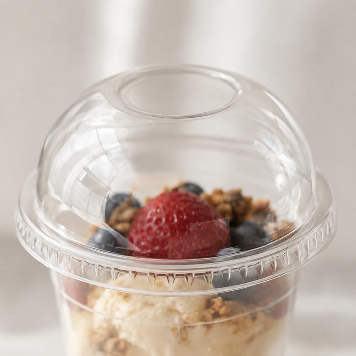 9oz/24oz - 95⌀ Clear RPET Dome Lid without Hole (1 x 1,000)