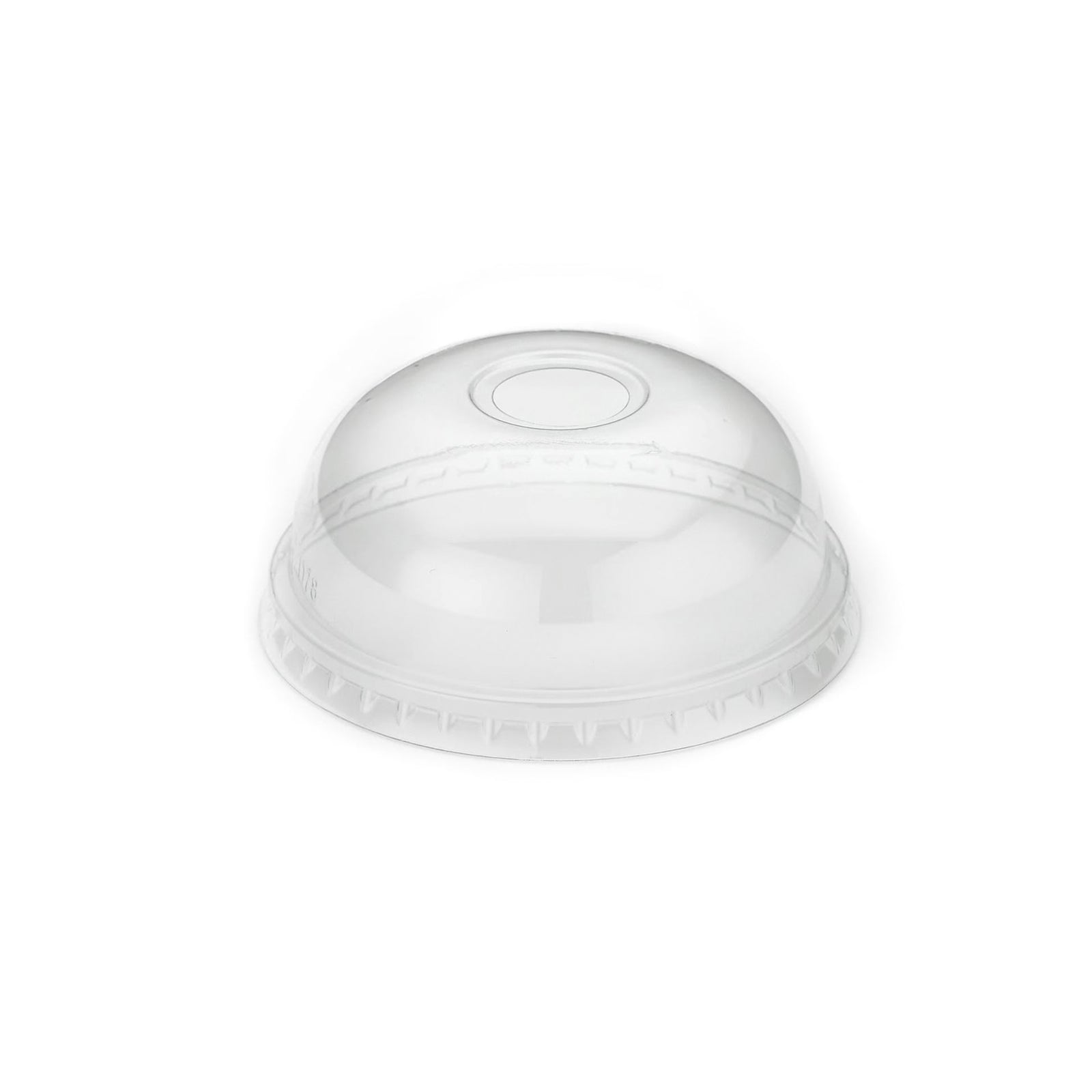 Clear RPET dome lid with hole for 95mm cold cups