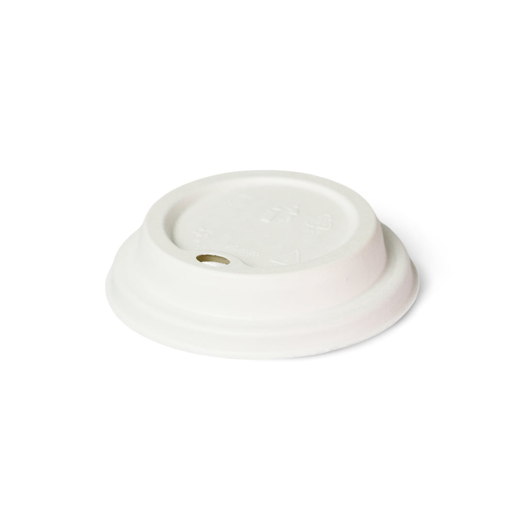 Packaging Wise 12-16oz bagesse lid — sturdy, eco-friendly white design, sold as 1 pack of 1000 pieces. Perfect for securely sealing hot beverages and preventing spills during takeaway. Order now!
