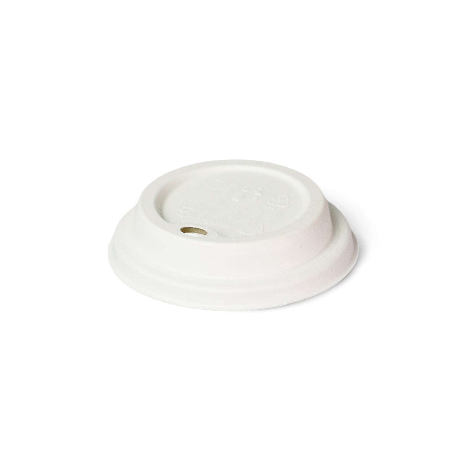 White bagasse sip-through lid with 90mm rim for 10oz and 20oz cups