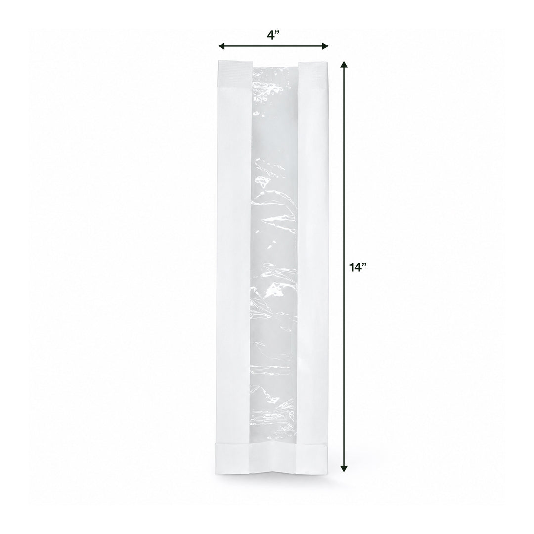 4″ x 6″ x 14″ White Paper Film-Front Window Baguette Bags (1 x 1,000)
