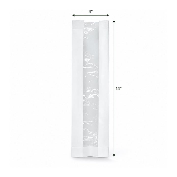 4″ x 6″ x 14″ White Paper Film-Front Window Baguette Bags (1 x 1,000)