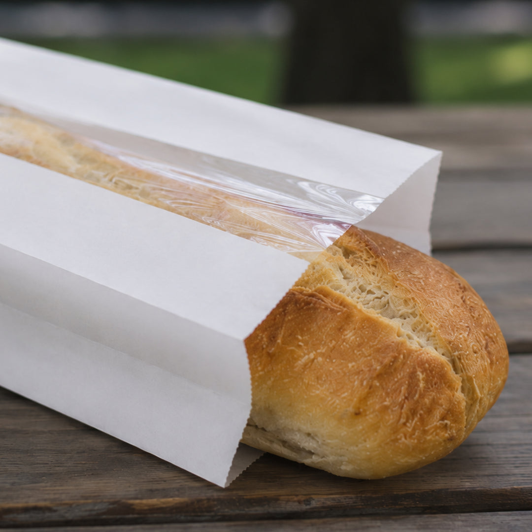 4″ x 6″ x 14″ White Paper Film-Front Window Baguette Bags (1 x 1,000)
