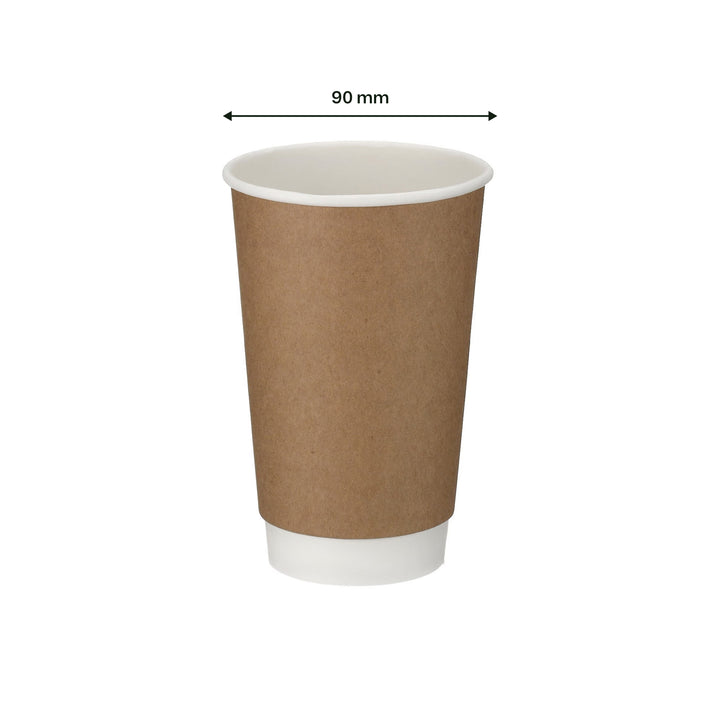 16oz - 90⌀ Brown Kraft Double Wall Hot Cup (1 x 500)