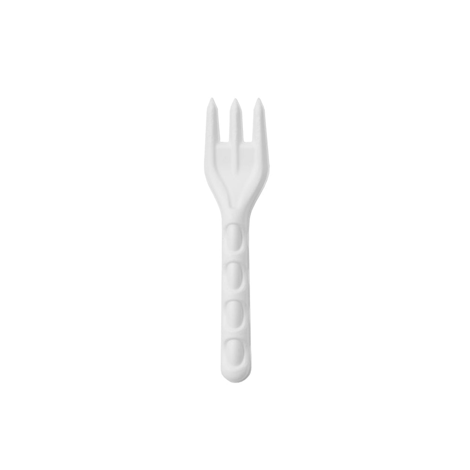 Packaging Wise compostable sugarcane fork – white eco-friendly cutlery made from renewable sugarcane fiber, perfect for sustainable cafés, events, and takeaways.