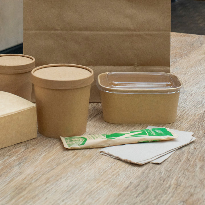 1000ml Brown Kraft Rectangular Salad Bowl (1 x 300)