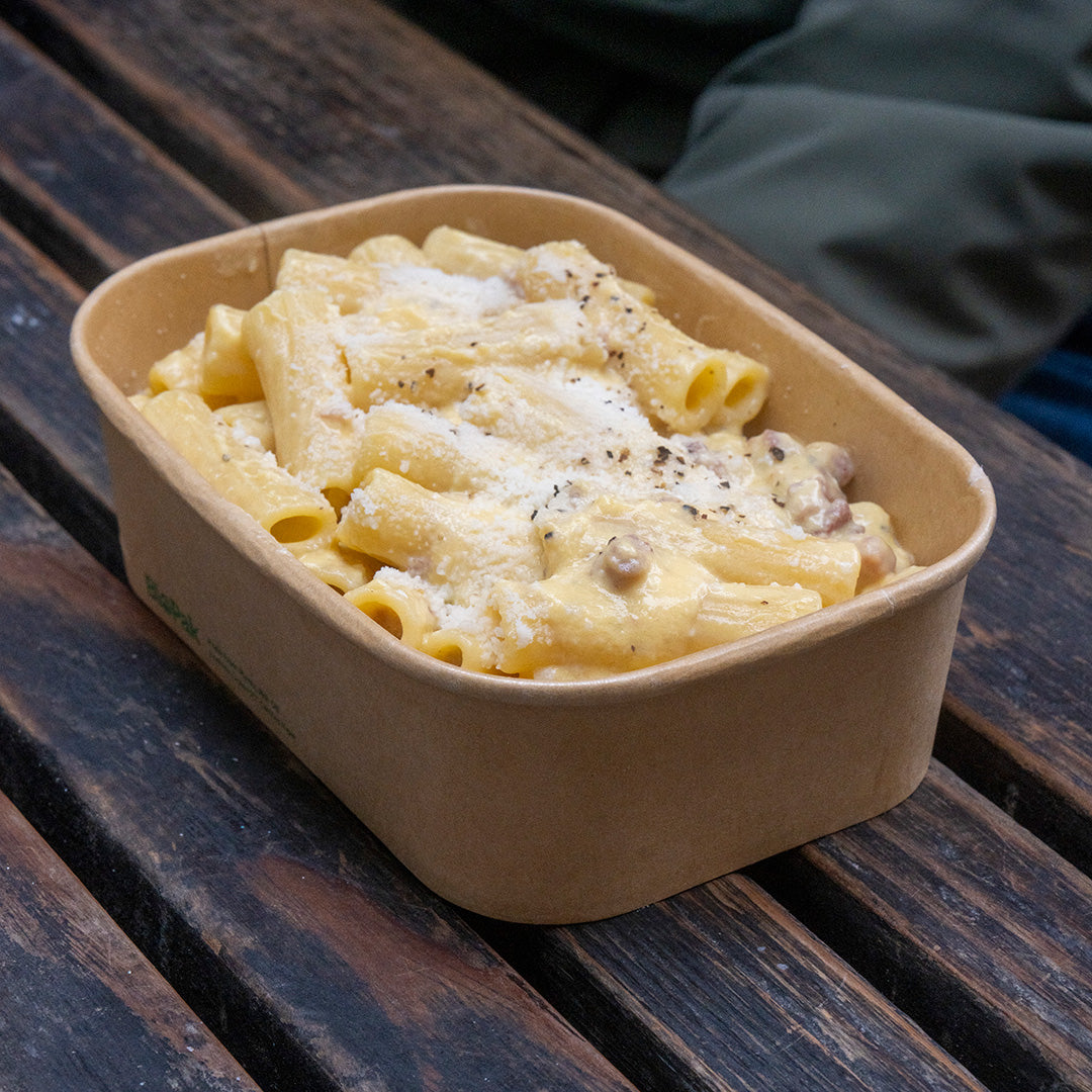 750ml brown kraft rectangular salad bowl – open view