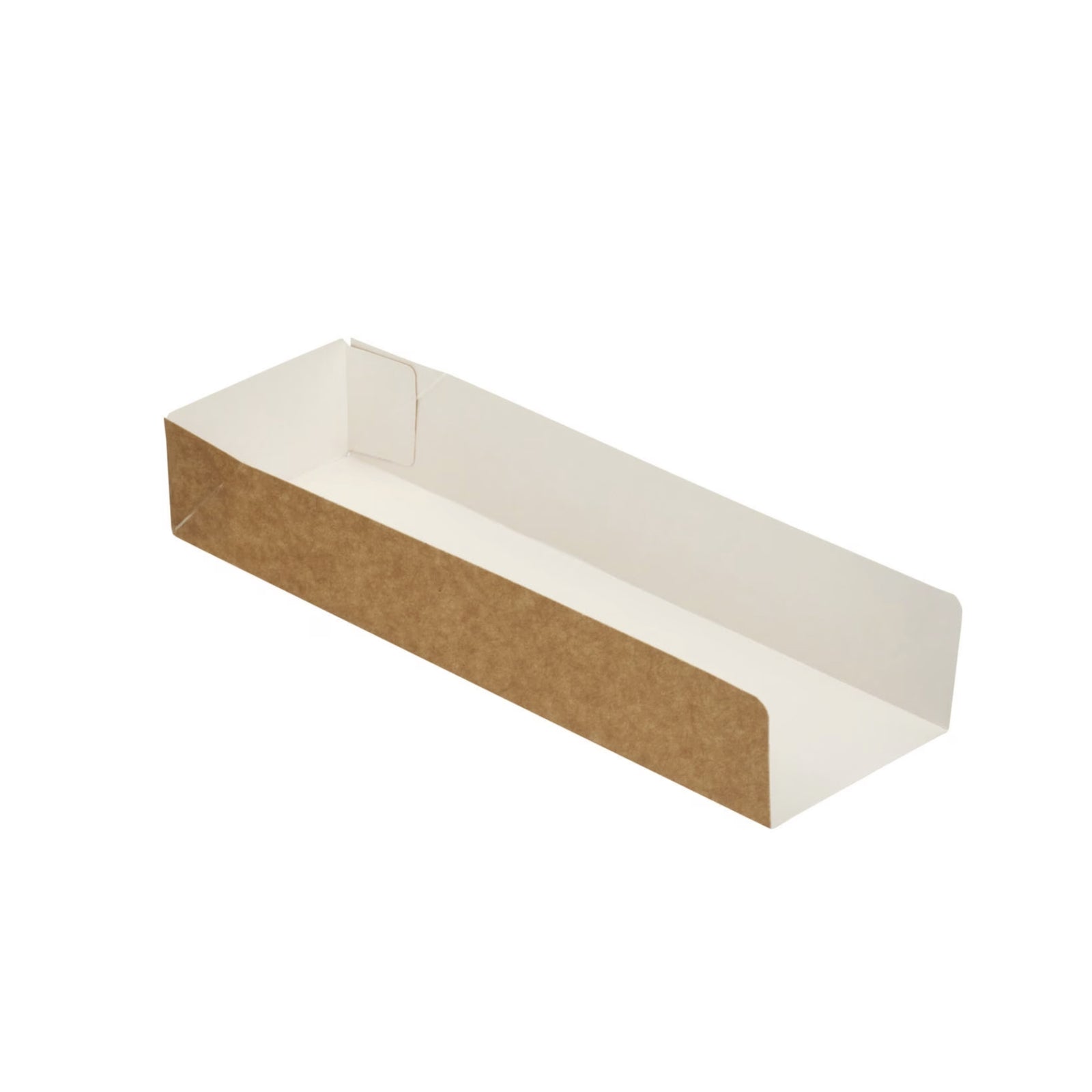 Brown kraft hot dog food tray – front view