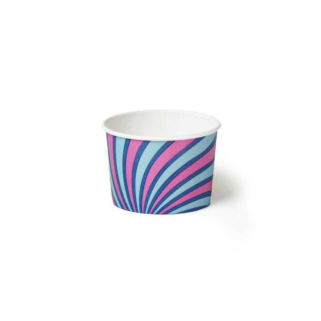 Packaging Wise 8oz patterned ice cream tub — bold, playful design, sold as 1 pack of 500 pieces. Perfect for serving ice cream, sorbet, and other frozen treats at events and dessert shops. Order now!