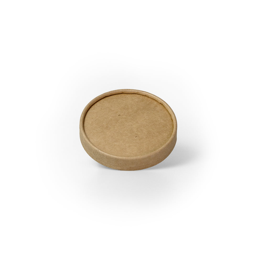 Packaging Wise 8-12oz kraft paper lid — eco-friendly, sturdy and compostable, perfectly fits food bowls, pack of 500. Ideal for takeaway, ensures secure and sustainable closure.
