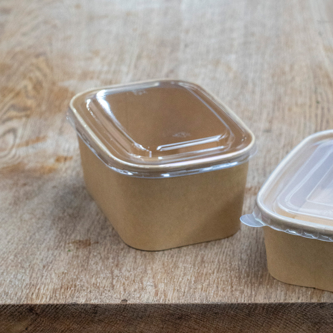 500ml/750ml/1000ml Clear RPET Rectangular Salad Bowl Lid (1 x 300)