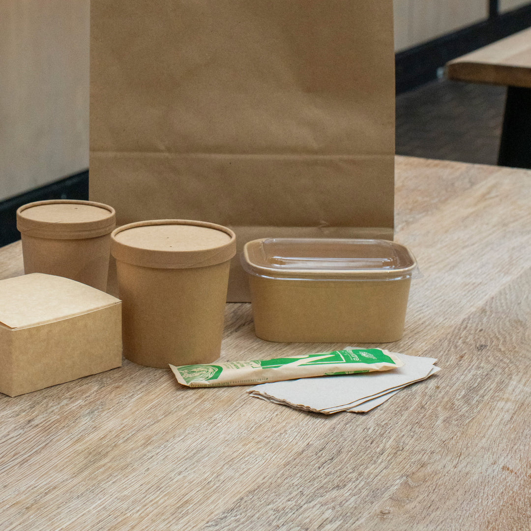 750ml Brown Kraft Rectangular Salad Bowl (1 x 300)