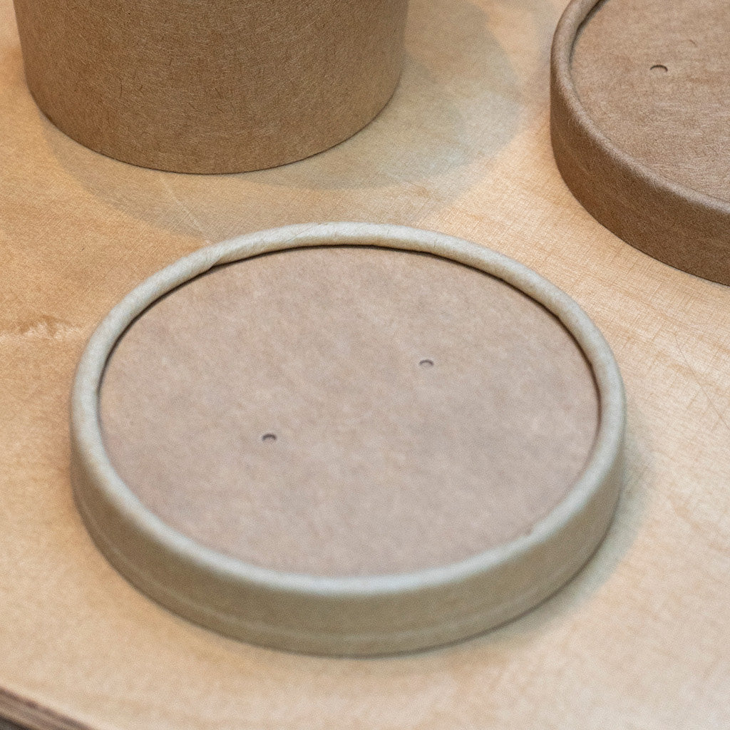 Brown kraft soup cup lid – top view