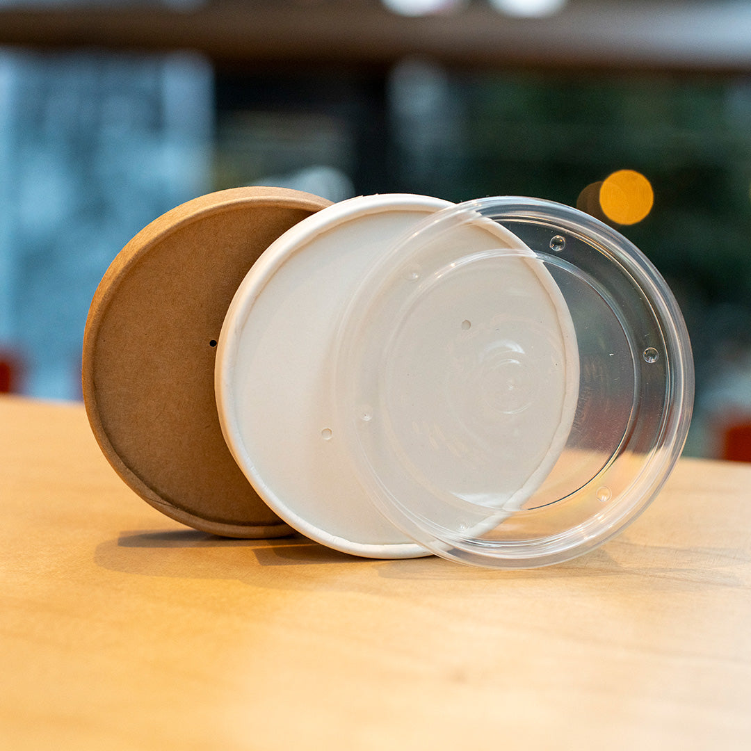 8oz/12oz - 90⌀ White Paper Heavy Duty Soup Cup Lid (1 x 500)
