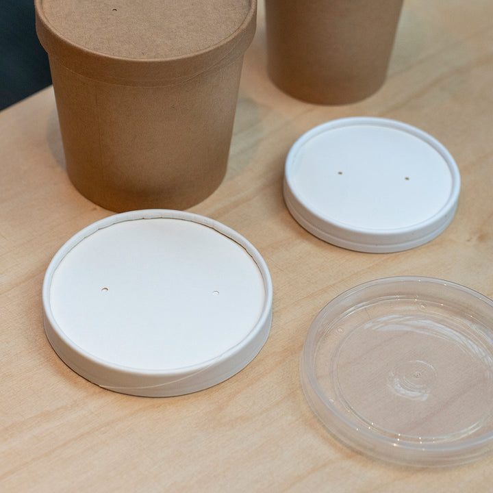 8oz/12oz - 90⌀ White Paper Heavy Duty Soup Cup Lid (1 x 500)
