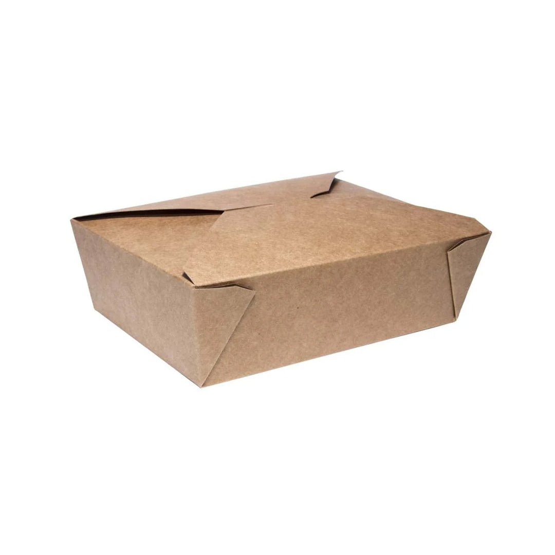 Packaging Wise NO.3 large kraft food box, eco-friendly takeaway container with secure fold-over lid, ideal for meals and catering.