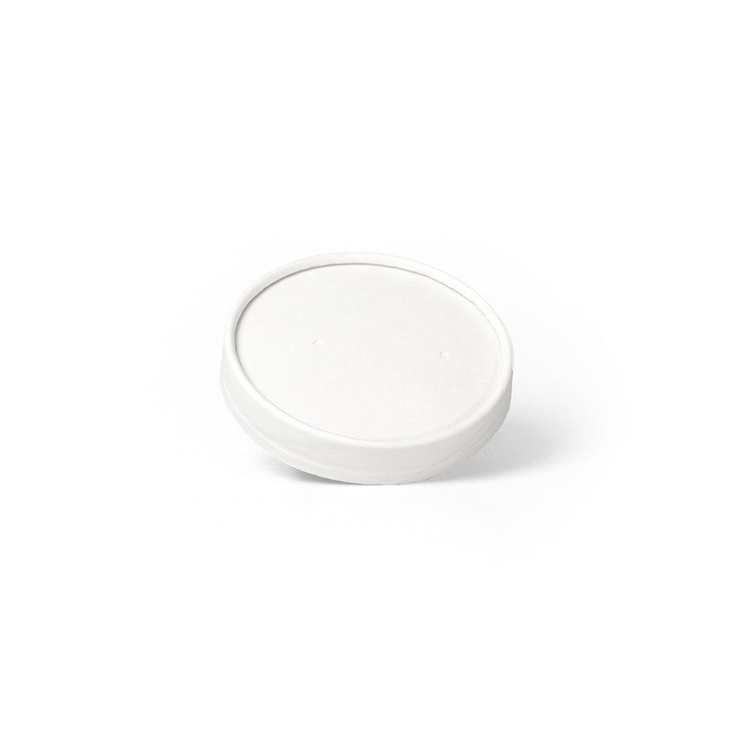 Packaging Wise 16oz white paper lid — strong and eco-friendly, perfect fit for food bowls, pack of 500. Ideal for hot or cold food takeaway packaging, leak-resistant and compostable.
