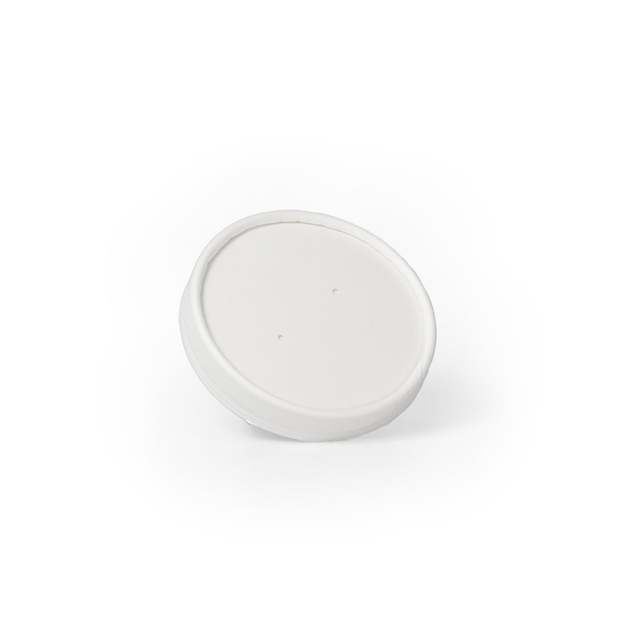 8oz/12oz - 90⌀ White Paper Heavy Duty Soup Cup Lid (1 x 500)