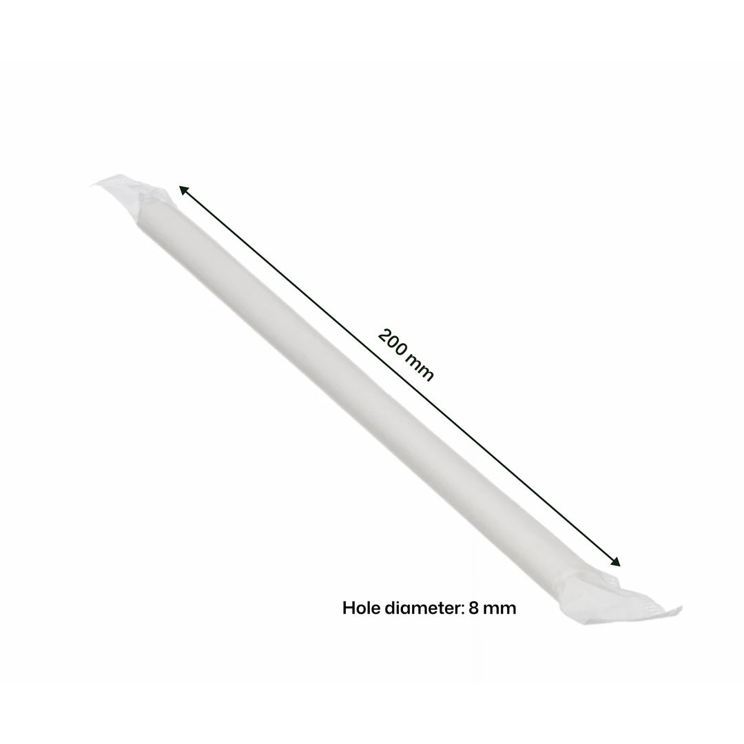 8mm x 200mm Paper Straw individually Wrapped (1 x 5000)