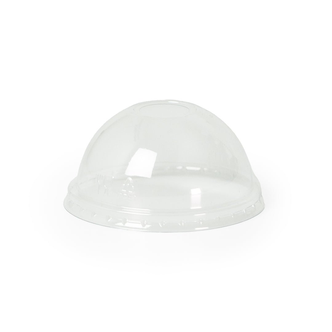 Packaging Wise 12/22 oz clear PET dome cup lid — perfect for smoothies, frappes, and iced beverages; strong and crystal clear; pack of 1000.
