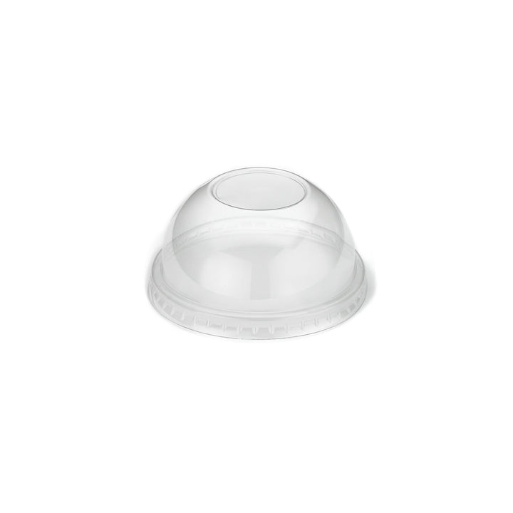 Packaging Wise 8 oz clear RPET dome lid — strong, eco-friendly lid designed for small cups and dessert containers, ensures secure fit and clear presentation, pack of 1000.