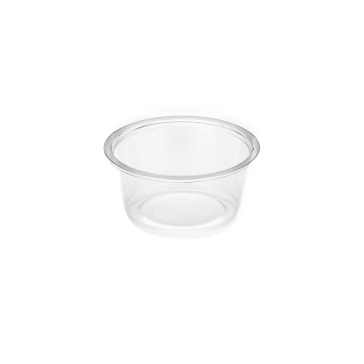 Packaging Wise 2 oz clear PET sauce pot — ideal for serving sauces, condiments, and small portions; pack of 1000.