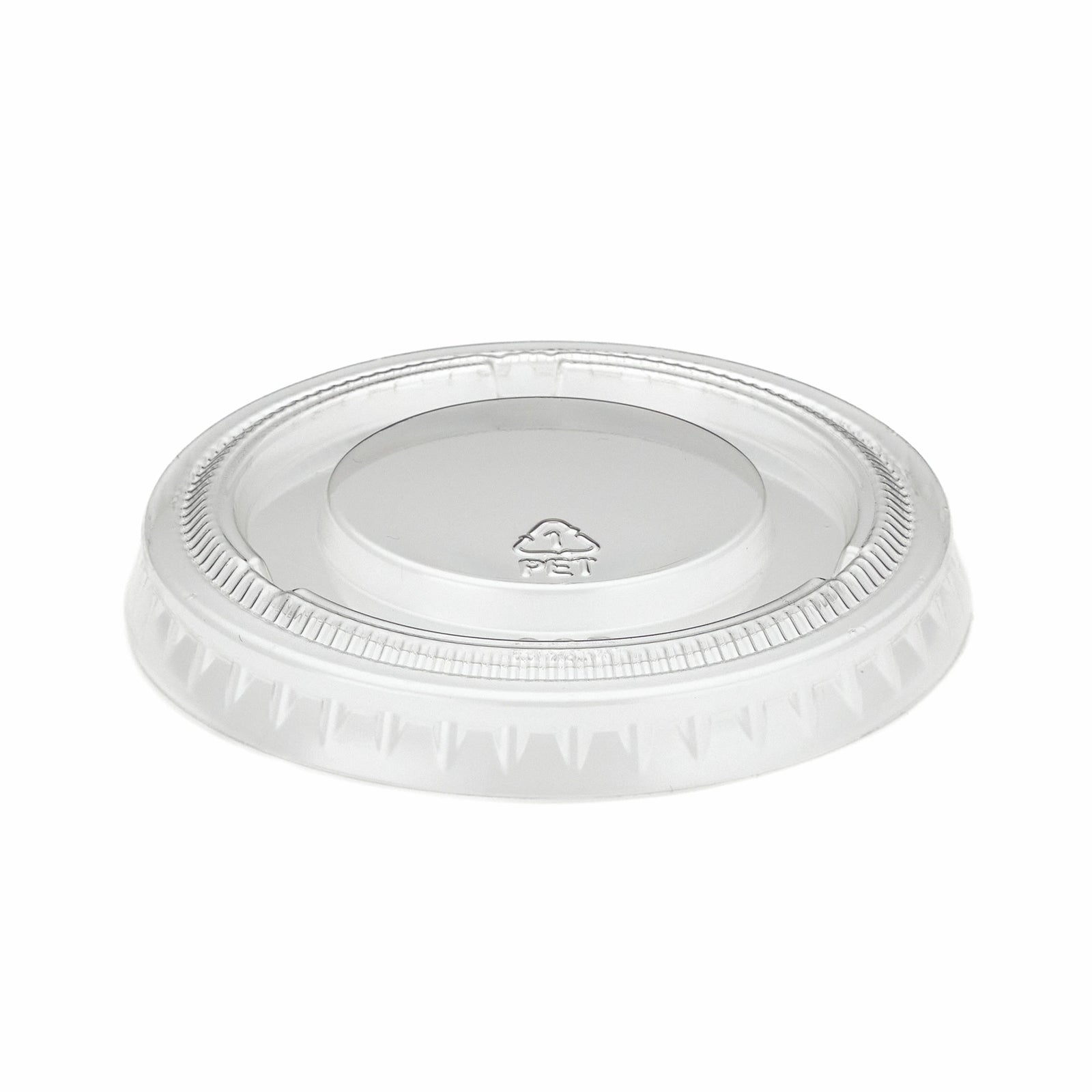 Packaging Wise 2 oz clear PET sauce pot lid — secure, tight-fitting lid ideal for takeaway sauces and dressings; pack of 1000.