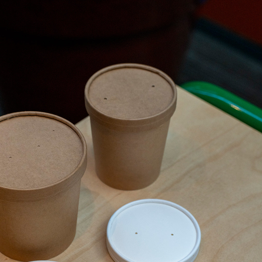 8oz/12oz - 90⌀ Brown Kraft Heavy Duty Soup Cup Lid (1 x 500)