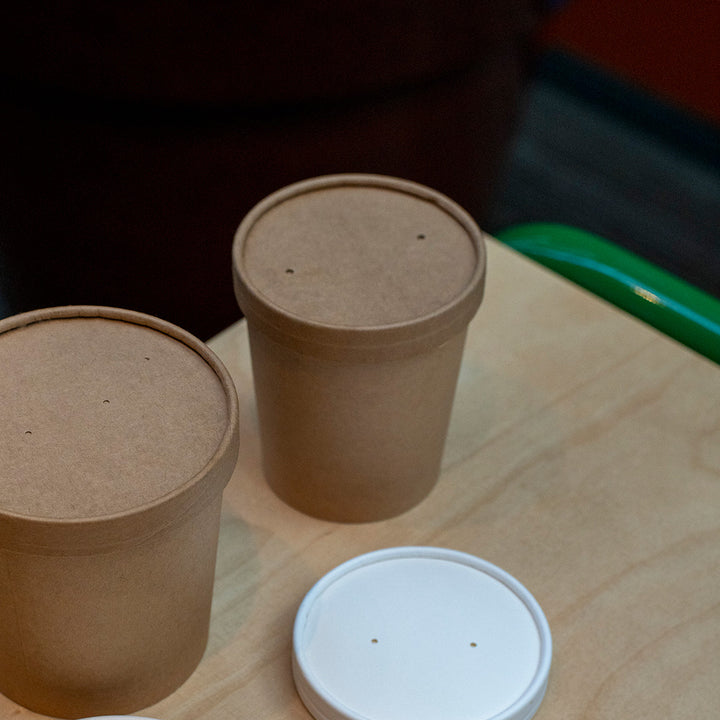 8oz/12oz - 90⌀ Brown Kraft Heavy Duty Soup Cup Lid (1 x 500)