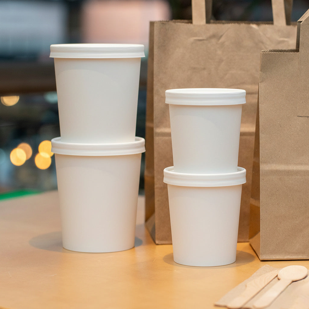 8oz/12oz - 90⌀ White Paper Heavy Duty Soup Cup Lid (1 x 500)