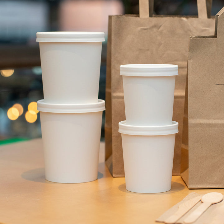 8oz/12oz - 90⌀ White Paper Heavy Duty Soup Cup Lid (1 x 500)